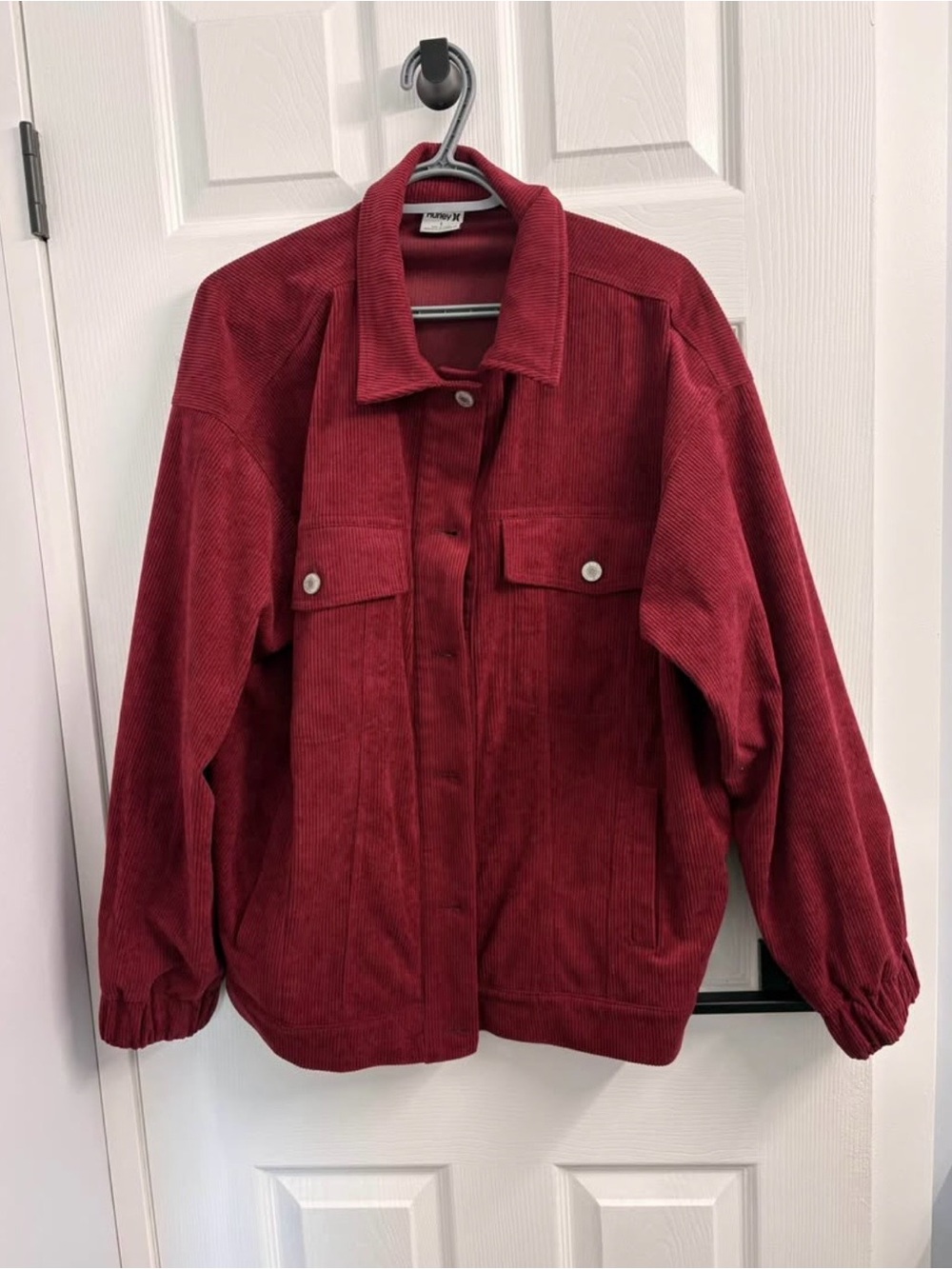 Hurley Burgundy Corduroy Bomber Jacket